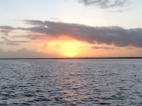 Just as the sun pops above the horizon.