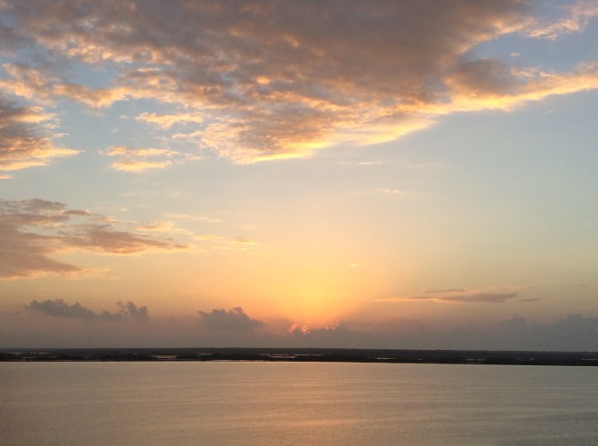 Sunday morning sunrise over Laguna Bacalar.