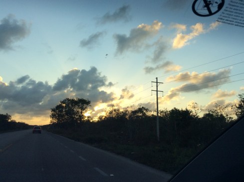 The sunset leaving Tulum heading home to Bacalar.