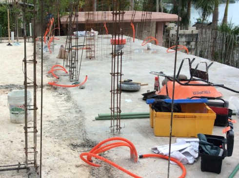 Orange tubes will hold electrical wiring.