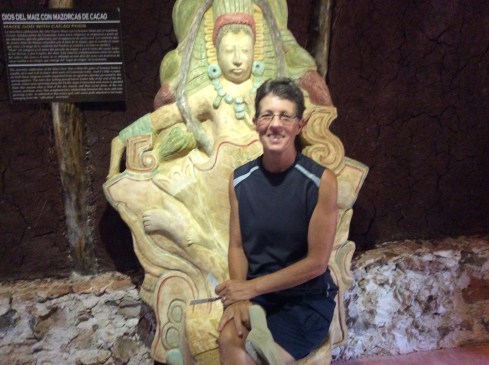 My dear wife and fellow Torta. What a ride it's been. (The god of corn with cacao pods.)