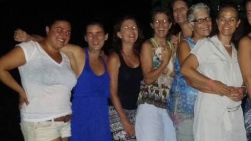 Olga, far left at our wedding reception in Bacalar.