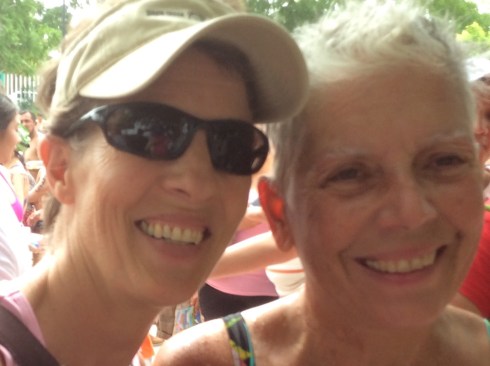 After my swim across the Laguna. My cheerleader.